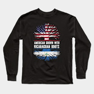 American Grown with Nicaraguan Roots USA Flag Long Sleeve T-Shirt